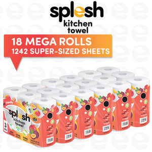 Splesh Mango & Passionfruit Kitchen Towel 3 Ply Ultra Absorbent XL Roll, 18 Rolls