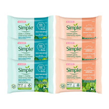 Load image into Gallery viewer, 3x Simple Protect 'N' Glow Instant Cleansing Wipes + 3x Simple Wipes DailyDetoxMatte