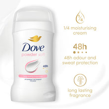 Load image into Gallery viewer, Dove Women Powder Soft Anti-Perspirant Deo Stick with 48H Protection 50ml, 3 Pk