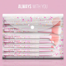 Load image into Gallery viewer, Cosmic Makeup Brush Set 7 Piece Pink Liquid Glitter Handle Beauty Collection