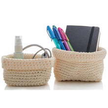 Load image into Gallery viewer, Jocca Woven Crochet Storage Baskets Set of 2 Home Organiser Grey, Cream or Green