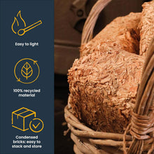 Load image into Gallery viewer, Ecoblaze RUF Heat Pk 24 Briquettes 2x10kg Bag for Wood Burner, Pizza Oven &amp; BBQ