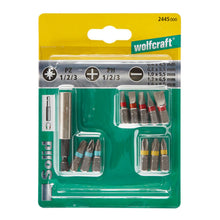 Load image into Gallery viewer, wolfcraft Bit Set Flat and Crosshead (PH/PZ) with Solid Bits &amp; Bit Holder, 12Pcs