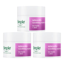 Load image into Gallery viewer, Simple Smooth+ Soothing Water Cream � Lightweight Moisturiser with Aloe &amp; Ceramides, Calms and Hydrates Skin, No Perfume or Colour 50ml, Pack of 3