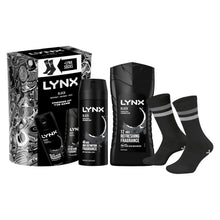 Load image into Gallery viewer, Lynx FRESHEN UP THE GAME Black Body Wash &amp; Body Spray Gift Set for Him w/ Socks