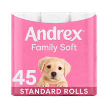 Load image into Gallery viewer, Andrex Gentle Clean Embossed Puppies on Roll 2 Ply Toilet Paper, 45 Or 90 Rolls