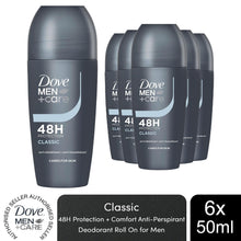 Load image into Gallery viewer, Dove Men+Care Roll On Classic AntiPerspirant Deodorant 48H Protection, 6x50ml