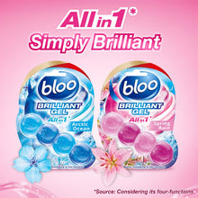 Load image into Gallery viewer, Bloo Toilet Rim Blocks Brilliant Gel All in 1 Cleaner Spring Rain Scent, 7x42g