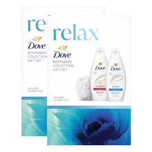 Load image into Gallery viewer, Dove Relax Body Wash Collection 2 Pieces Gift Set for Her with Shower Puff