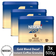 Load image into Gallery viewer, Nescafe Gold Blend Decaff Instant Coffee Granules, 3x500g