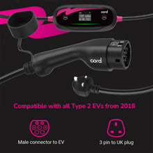 Load image into Gallery viewer, Cord Plus 5m Portable EV Charger 230V Fast Charging with UK Plug Adapter