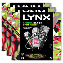 Load image into Gallery viewer, Lynx All Stars Gift Set, Africa Spray, Black Wash, Epic Fresh Deodorant Trio