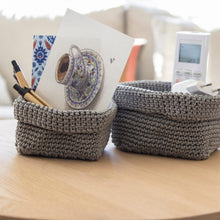 Load image into Gallery viewer, Jocca Woven Crochet Storage Baskets Set of 2 Home Organiser Grey, Cream or Green