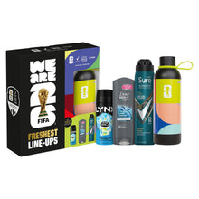 Load image into Gallery viewer, Freshest Line-Ups FIFA Gift Set for Him Body Wash, Spray &amp; Water Bottle