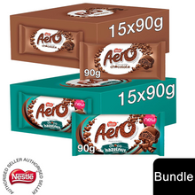 Load image into Gallery viewer, Nestle Sharing Bars, Aero Milk Chocolate 15x90g &amp; Aero Hazelnut 15x90g
