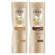 Load image into Gallery viewer, 4pk of 400ml Dove Visible Glow Self-Tan Lotion, Fair to Medium or Medium to Dark