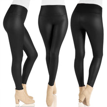Load image into Gallery viewer, Ladies Faux Leather Look Leggings Navy or Black
