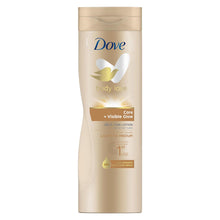 Load image into Gallery viewer, 4pk of 400ml Dove Visible Glow Self-Tan Lotion, Fair to Medium or Medium to Dark