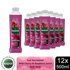 12x Radox Mineral Therapy Feel Revitalised Bath Soak w/ Cherry & Raspberry,500ml