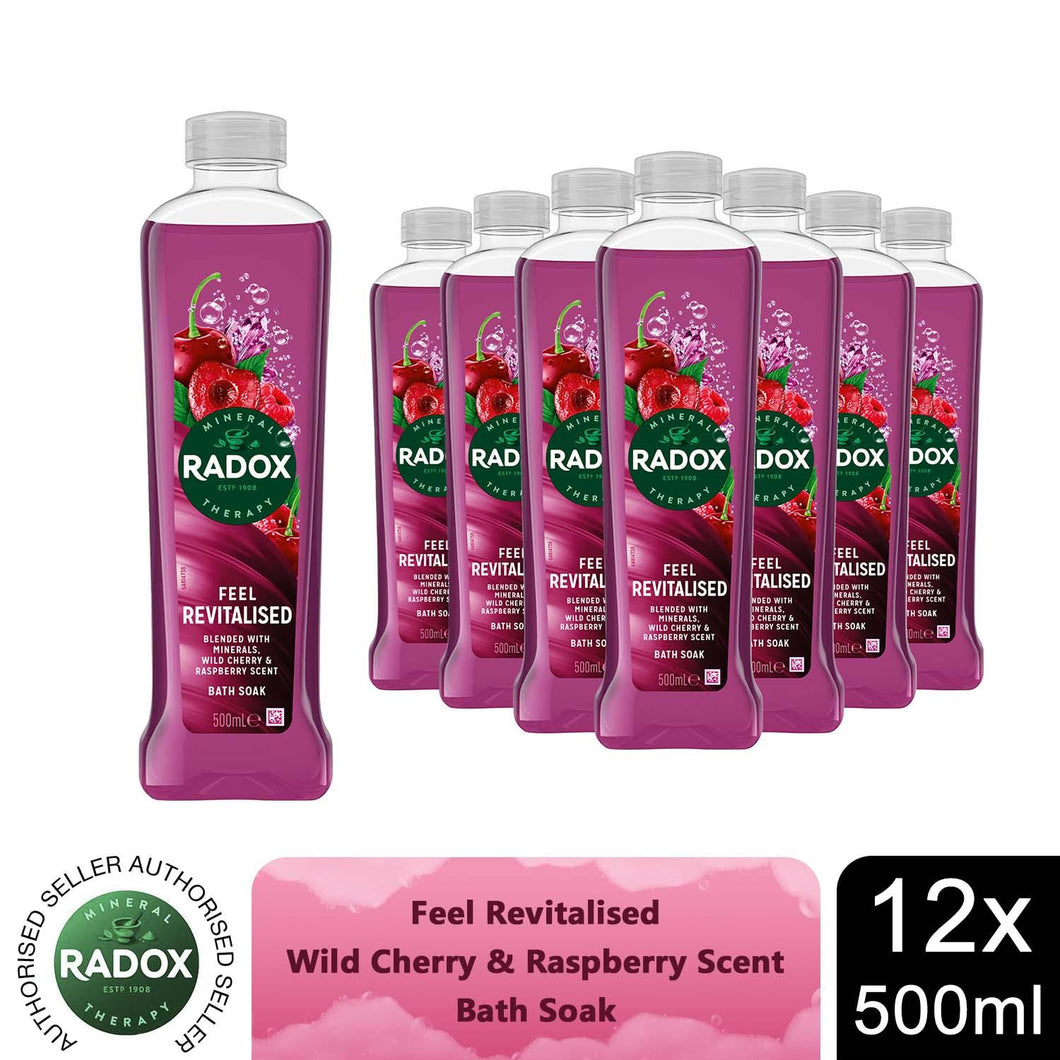 12x Radox Mineral Therapy Feel Revitalised Bath Soak w/ Cherry & Raspberry,500ml