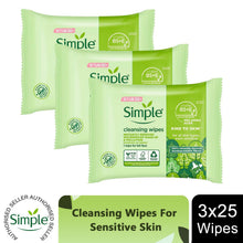 Load image into Gallery viewer, Simple Kind to Skin Double Sided Cleansing Biodegradable Facial Wipes, 25pcs