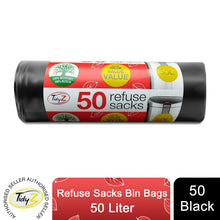 Load image into Gallery viewer, Tidyz 50 Black Refuse Sacks Bin Bags, 50L