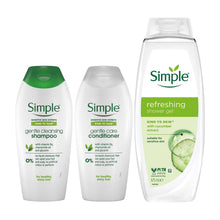 Load image into Gallery viewer, Simple Hair Shampoo Conditioner 400ml &amp; Shower Gel 675ml Bundle