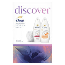 Load image into Gallery viewer, Dove Discover Bodywash Collection 2 Pieces Gift Set for Her with Shower Puff