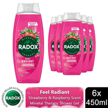 Load image into Gallery viewer, Radox Mineral Therapy Feel Radiant Shower Gel Revitalising Body Wash 450ml, 6pk
