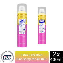 Load image into Gallery viewer, VO5 Invisible Firm Hold Hair Spray with 24 Hours Humidity Protection 400ml, 2 Pack