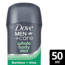 Load image into Gallery viewer, Dove Men+Care Whole Body Bamboo &amp; Aloe Odour Control Deodorant Stick 50ml, 6pk