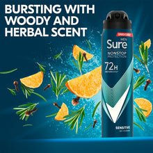 Load image into Gallery viewer, Sure Men Anti-Perspirant 72H Nonstop Protection Sensitive Deodorant, 3x250ml