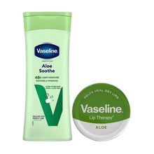 Load image into Gallery viewer, Vaseline Aloe Body Lotion &amp; Aloe Lip Therapy Duo 400ml + 20g