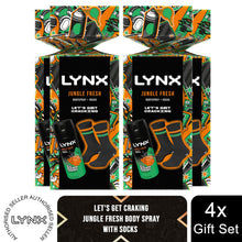 Load image into Gallery viewer, Lynx LET'S GET CRAKING Jungle Fresh Body Spray Gift Set for Him with Socks Pair