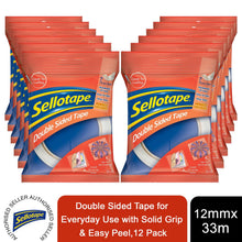 Load image into Gallery viewer, Sellotape Double Sided Tape for Everyday Use with Easy Peel 12mmx33m, 12pk