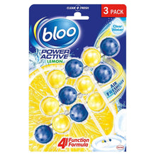Load image into Gallery viewer, Bloo Power Active Toilet Rim Block Fresh Flowers &amp; Lemon AntiLimescale 3x50g 5pk