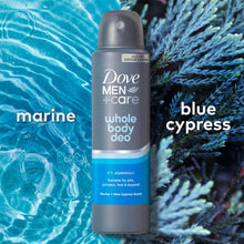 Load image into Gallery viewer, Dove Men+Care Whole Body 72H Odour Deodorant Spray Marine&amp;Blue Cypress 150ml,6pk