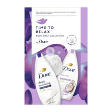 Load image into Gallery viewer, Dove Time to Relax Body Wash Collection 2pcs Gift Set for Her with Shower Puff