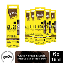 Load image into Gallery viewer, Got2b GEL Glued B&amp;E Tint Dark Brown 16ml, 6 Pack - Strong Hold, Tame Flyaways