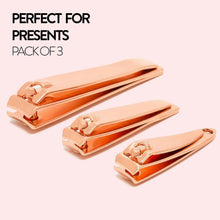 Load image into Gallery viewer, Envie Nail Clippers Stainless Steel Rose Gold Ergonomic Manicure Cutter Set of 3