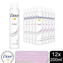 Load image into Gallery viewer, Dove Floral Anti-Perspirant Deodorant Spray for 48Hrs Protection 200ml, 12 Pack