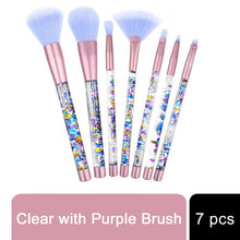 Load image into Gallery viewer, Aquarius Cosmic Makeup Brush Set 7pc Liquid Glitter Handle Beauty Tool Kit Pink