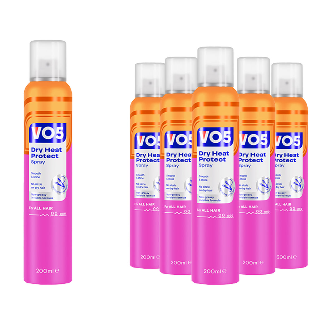 VO5 Dry Heat Protect Spray 200ml, Anti-Frizz, 6 Pack