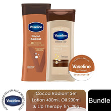 Load image into Gallery viewer, Vaseline Cocoa Gift Set Body Lotion 400ml, Gel Oil 200ml &amp; Lip Therapy 20g