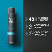 Load image into Gallery viewer, Dove Men+Care Classic Antiperspirant Deo Spray for 48H Protection 150ml, 6 Pack
