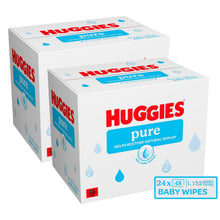 Load image into Gallery viewer, Huggies Pure Plastic Free Baby Wipes 99% Water Wet Wipes, 24 Pack (1152 Wipes)