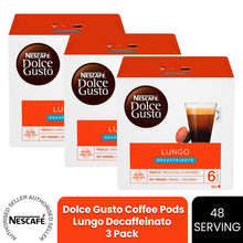 Load image into Gallery viewer, Nescafe Dolce Gusto Coffee Pods 3x Boxes / 48 Caps Cafe Lungo Decaf