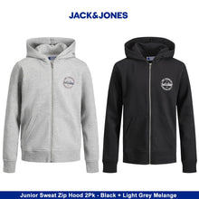 Load image into Gallery viewer, Jack &amp; Jones Jjbrat Boys Zip Hoodies 2 Pack Sweatshirt Junior Black Grey 140