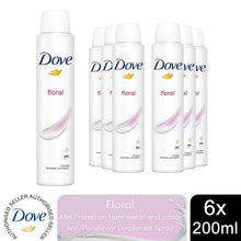 Load image into Gallery viewer, Dove Floral Anti-Perspirant with 48H Sweat Protection Deo for Women 200ml, 6pk