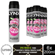 Load image into Gallery viewer, Lynx Anti-Perspirant Epic Fresh 72H Sweat &amp; Odour Protection Deodorant, 6x200ml
